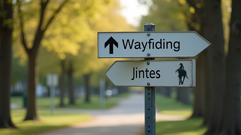 Close-up view of a clear wayfinding sign for easy navigation