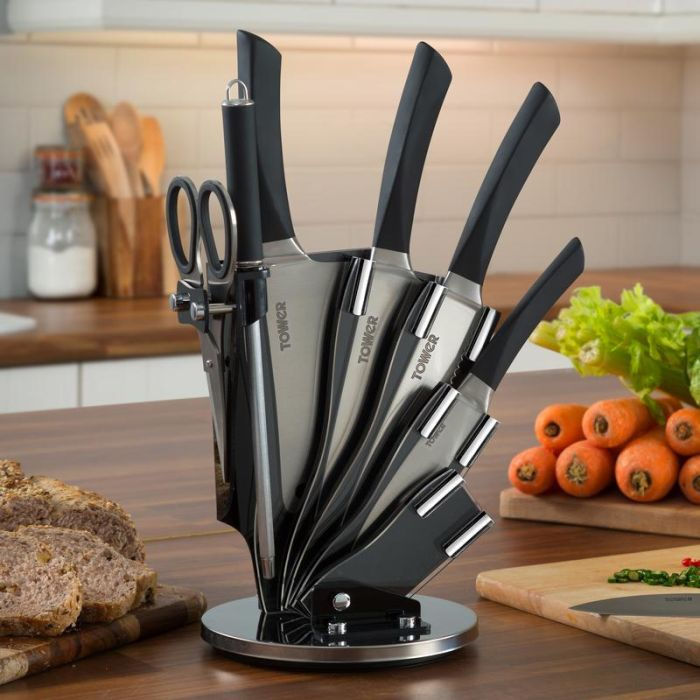 Thumbnail: 7 Piece Knife Set with stand Black