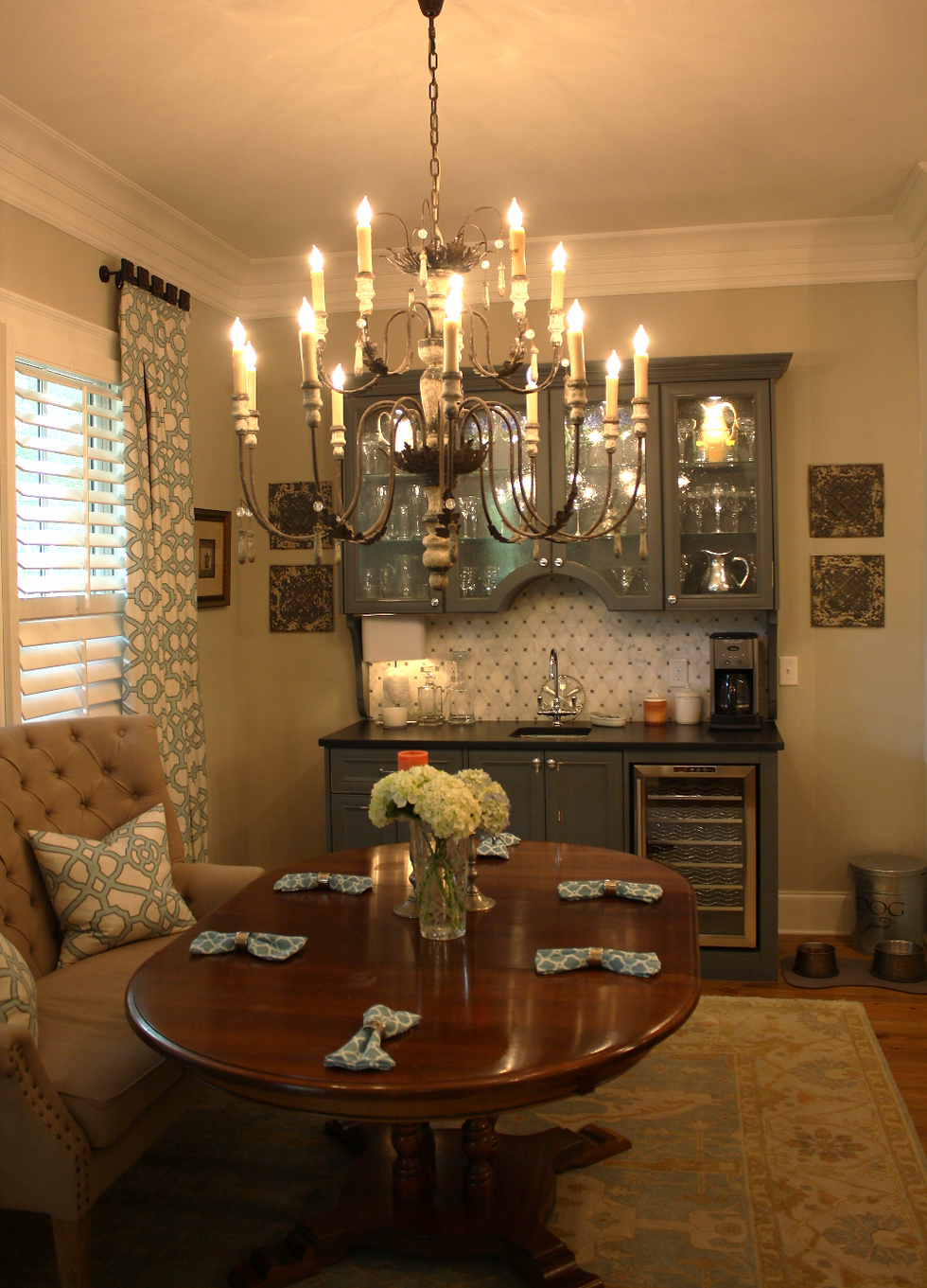 Breakfast Room with custom wet bar cabinet