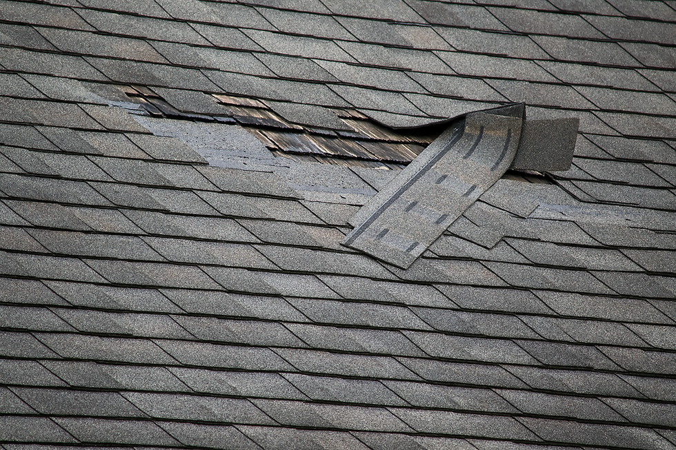 Missing shingles on a roof