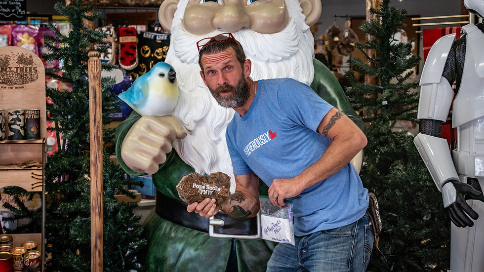 Pops’ latest find was stashed at a popular store in historic downtown Silverton, with the clue “Gnome body knows.” -Photo By Derek Bratton