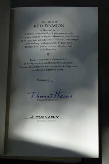 Red Dragon lettered - Suntup Editions - signature page