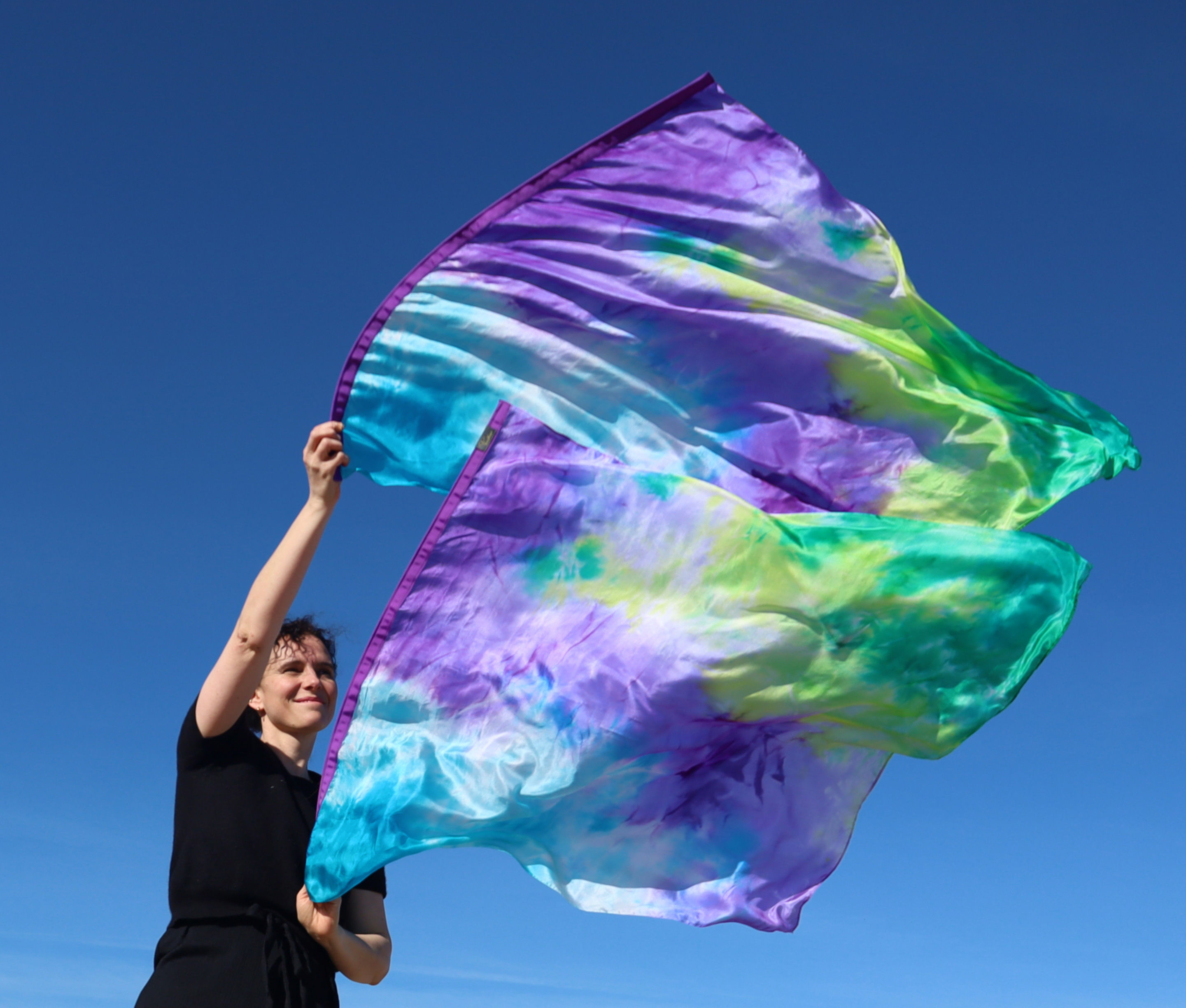 Seidenflaggenpaar Gr. XS -Neues Leben- Unikat