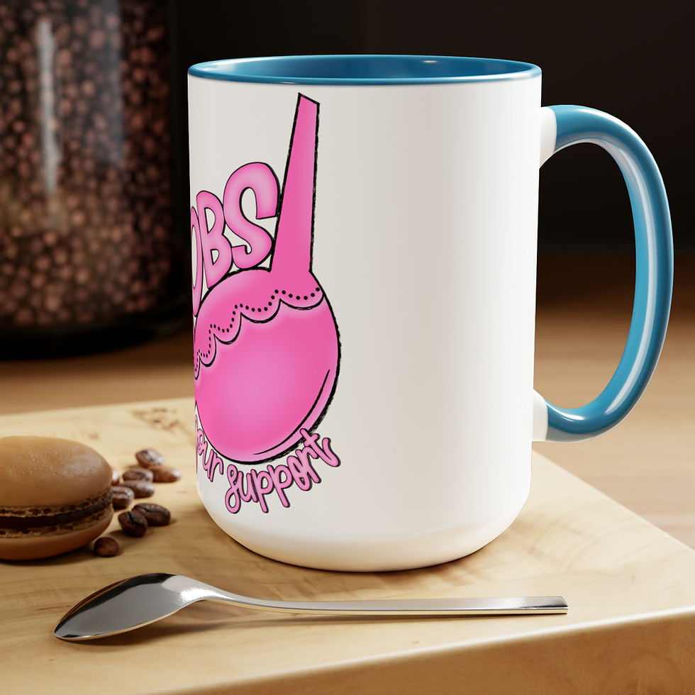 Thumbnail: Breast Cancer Boobs We Need Your Support Two-Tone Coffee Mugs, 15oz