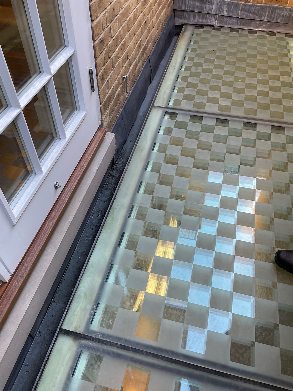 Glass rooflight with chequered pattern