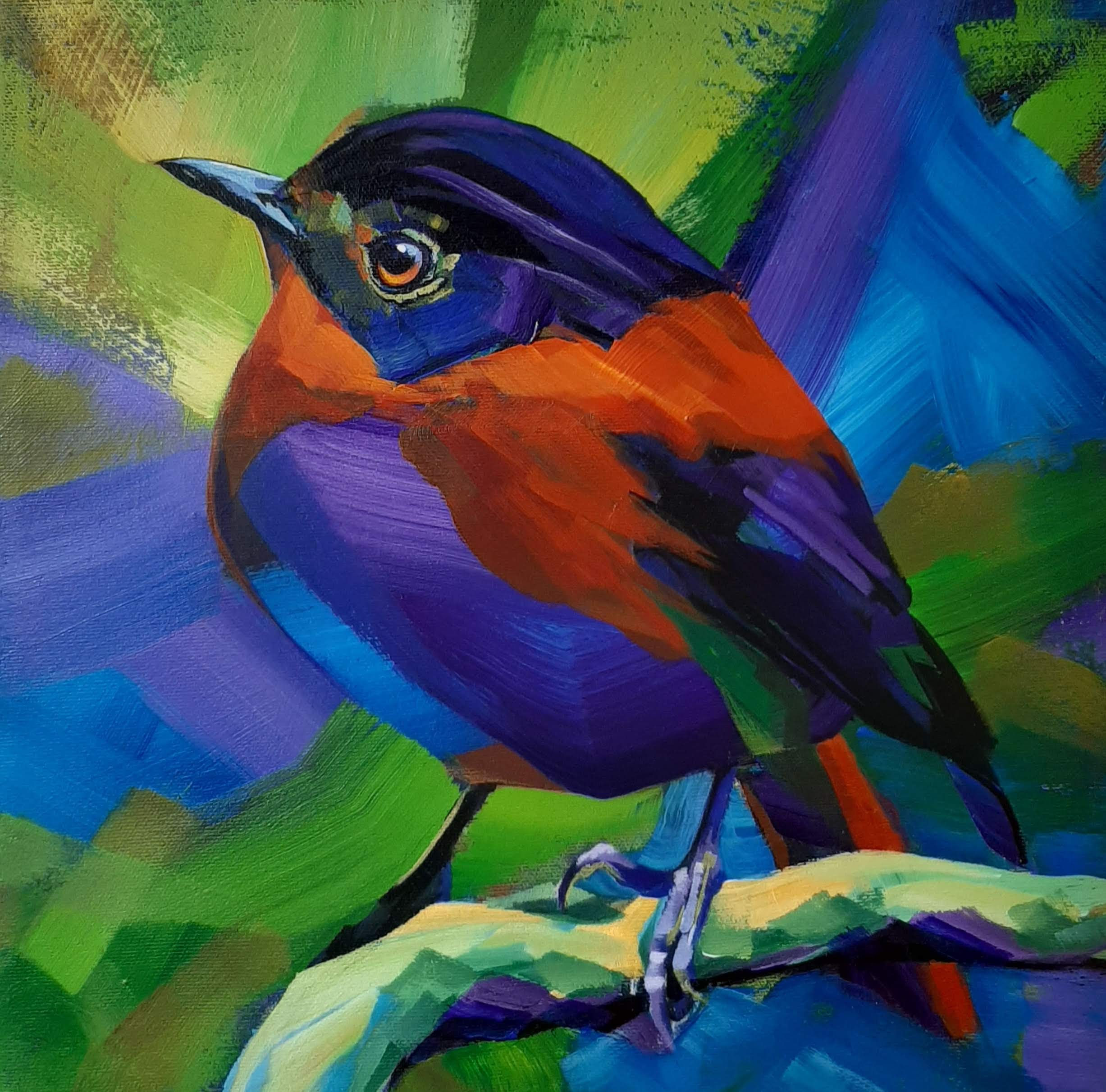 #208  Little Robin   12"x12"   SOLD