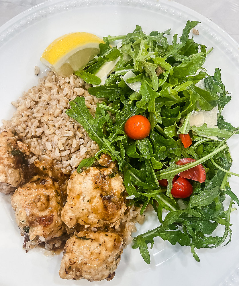 Lemon Chicken Meatballs with Arugula