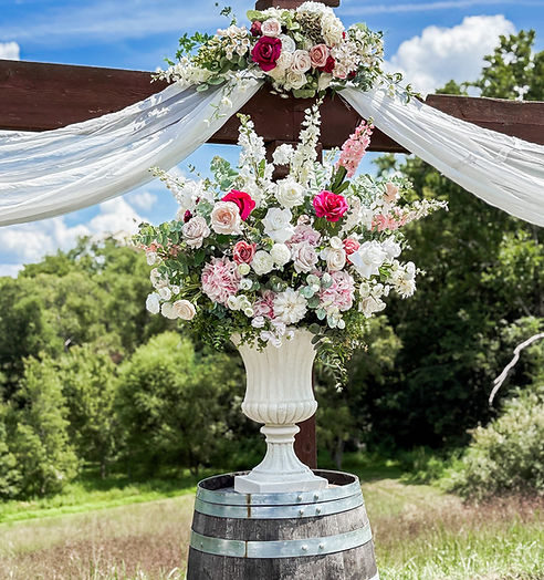 Large Pink Rose Floral Urn Wedding Rental