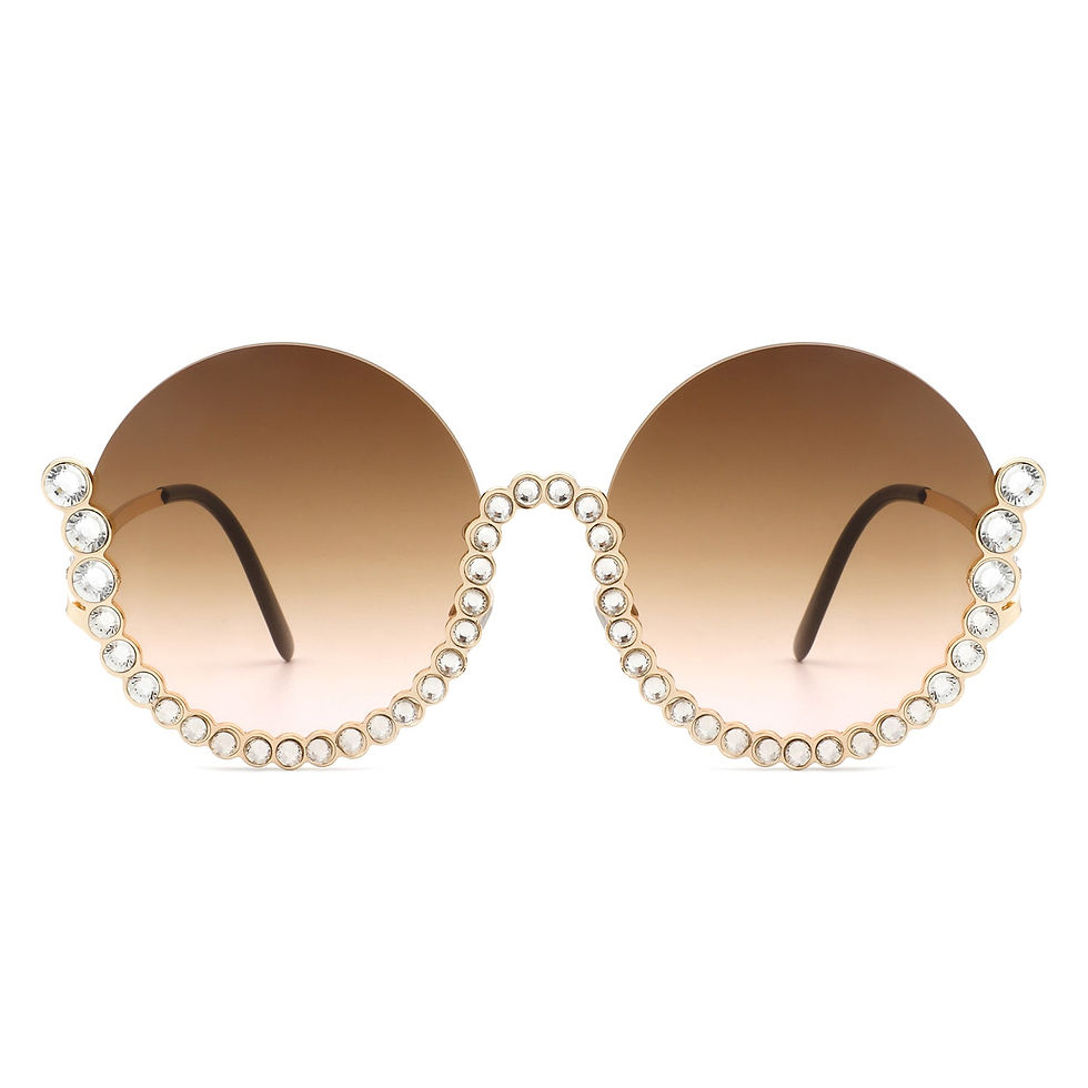 Thumbnail: Gloriana - Women Circle Half Frame Oversize Rhinestone Fashion Round Sunglasses