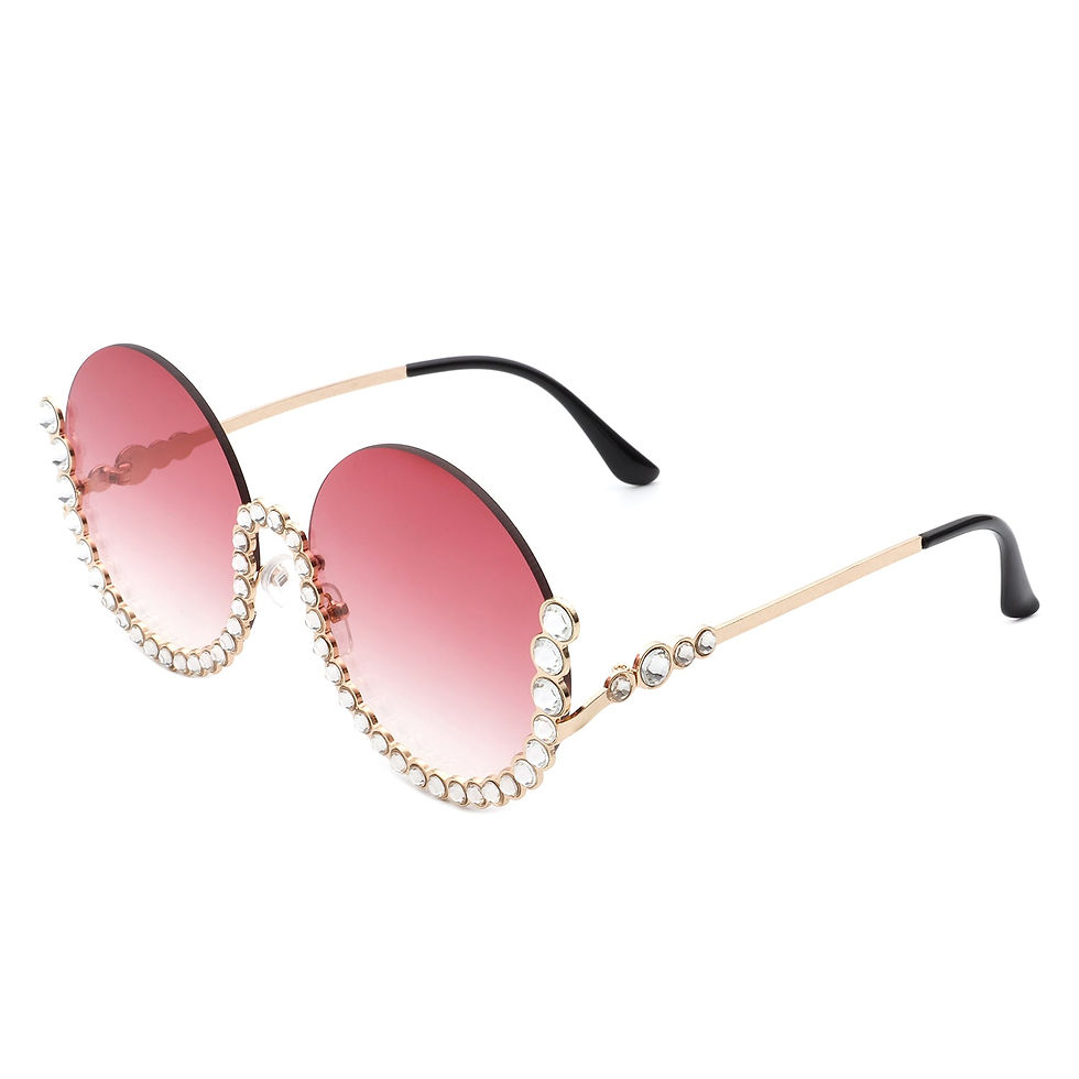 Thumbnail: Gloriana - Women Circle Half Frame Oversize Rhinestone Fashion Round Sunglasses
