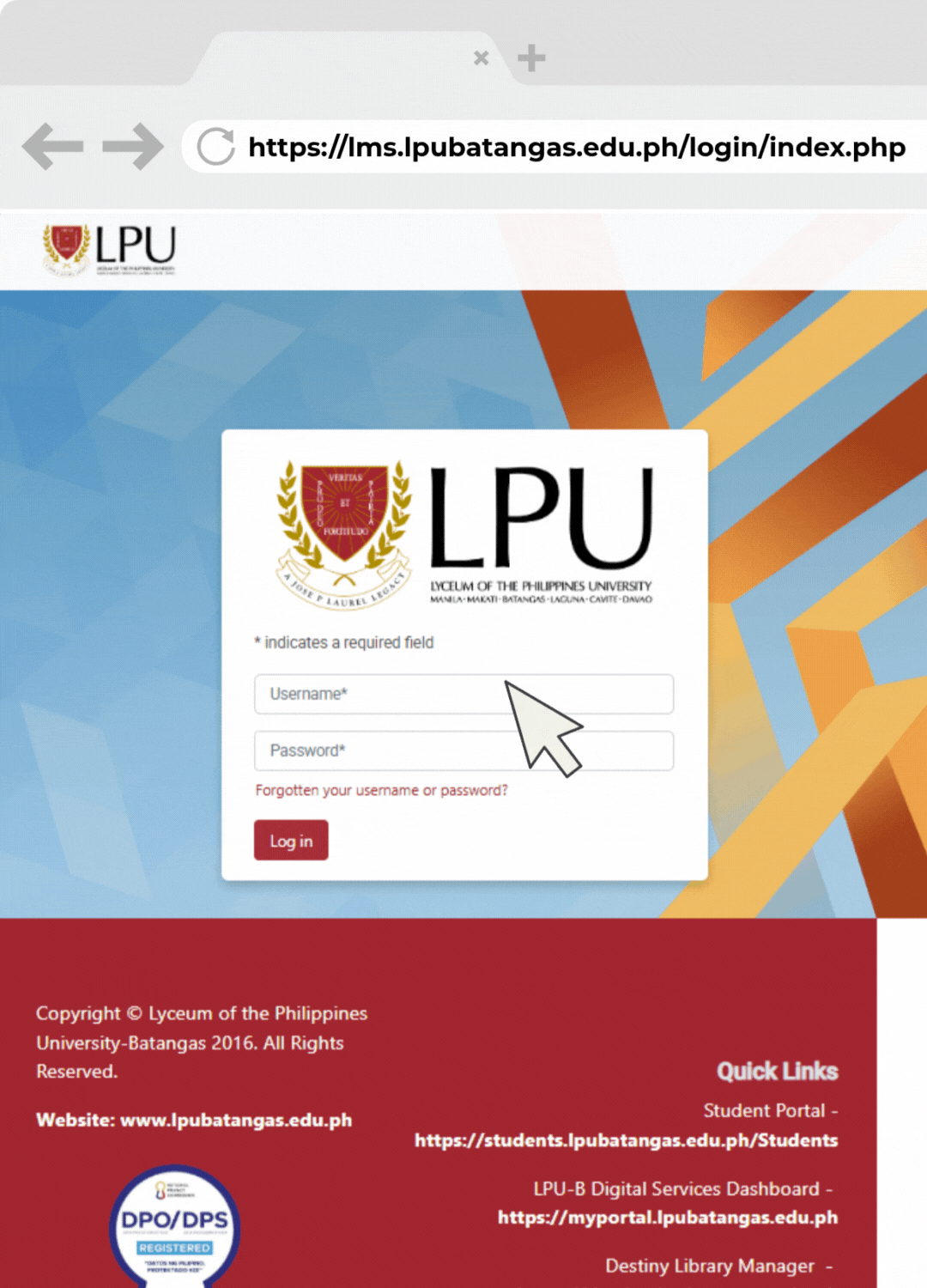 Activation Image 3 shows the log in page of the LMS.