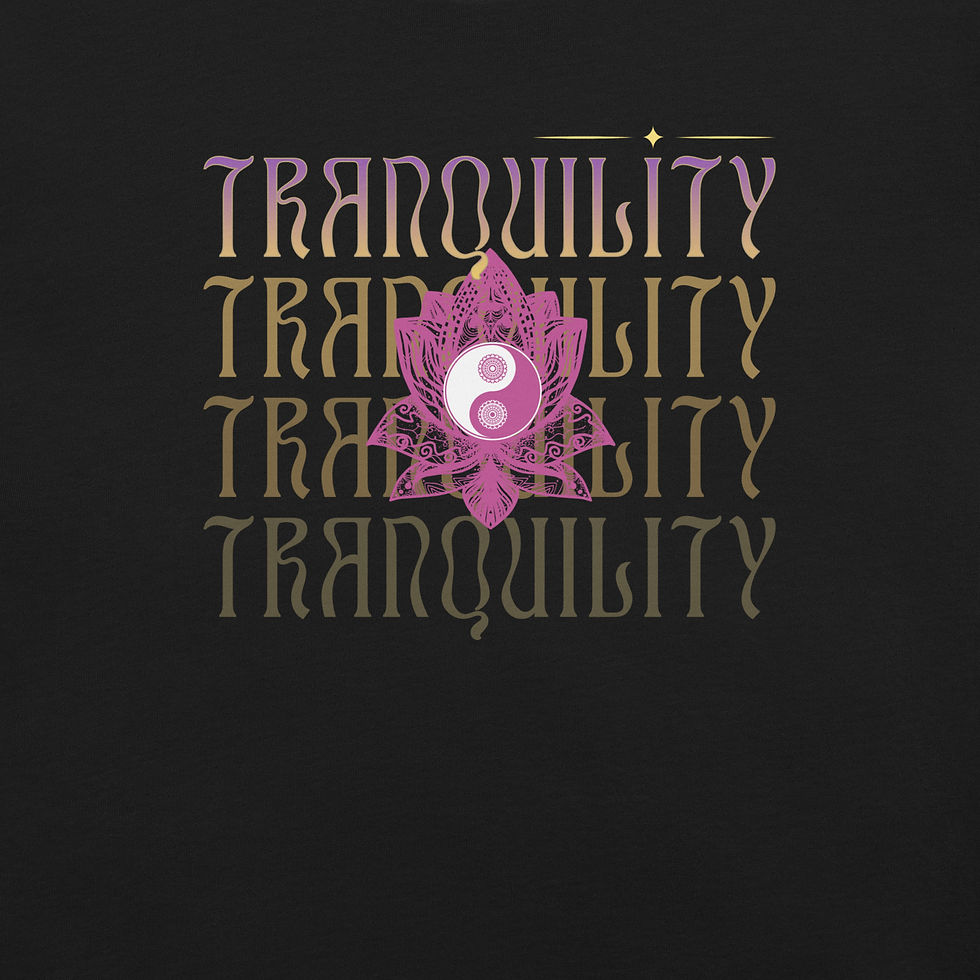Thumbnail: Black Unisex T-shirt, Yin Yang, Flower, Tranquility, Positive, Inspirational