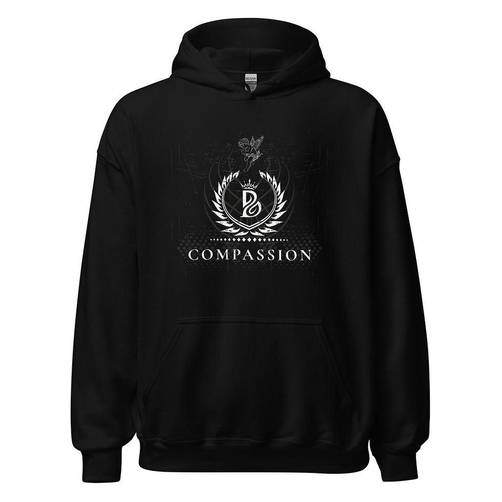 Thumbnail: Black Unisex Hoodie, Compassion, Angel, Inspirational, Motivational, Positive