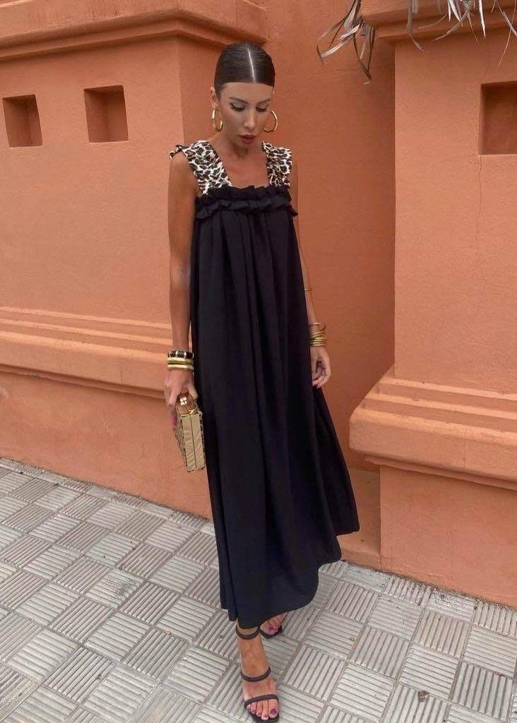 Miniature : Robe évase bordure léopard 