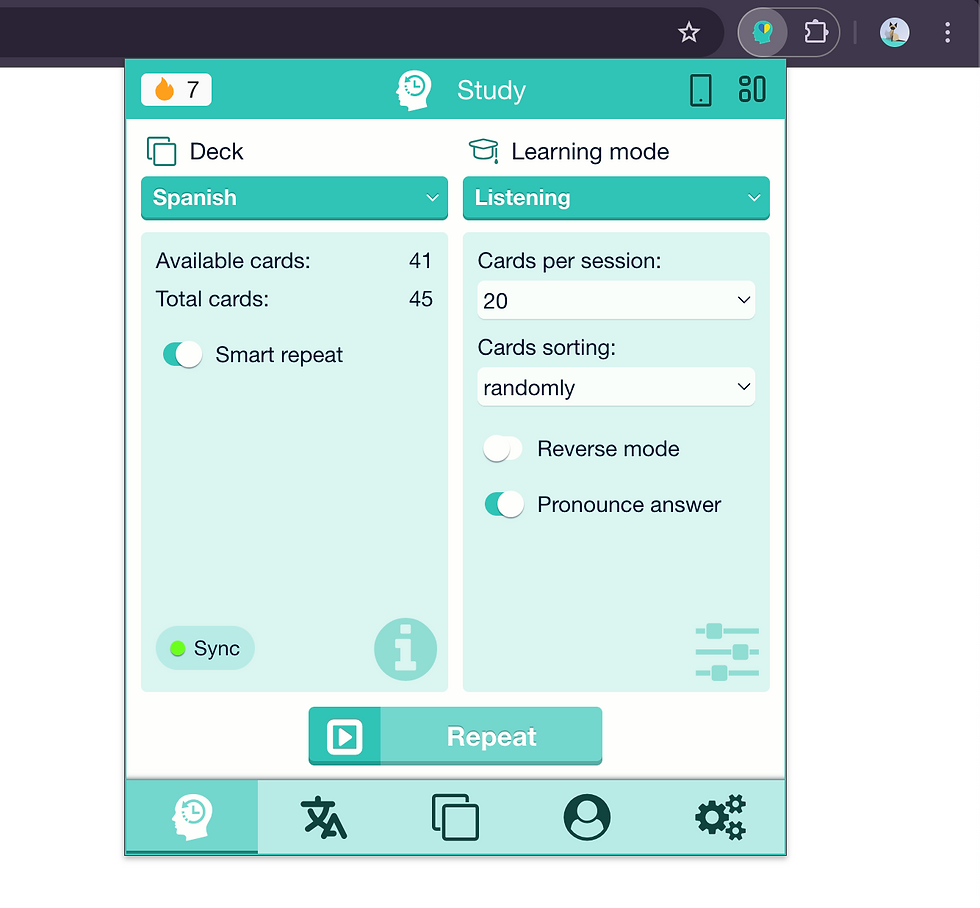 Extension Popup page