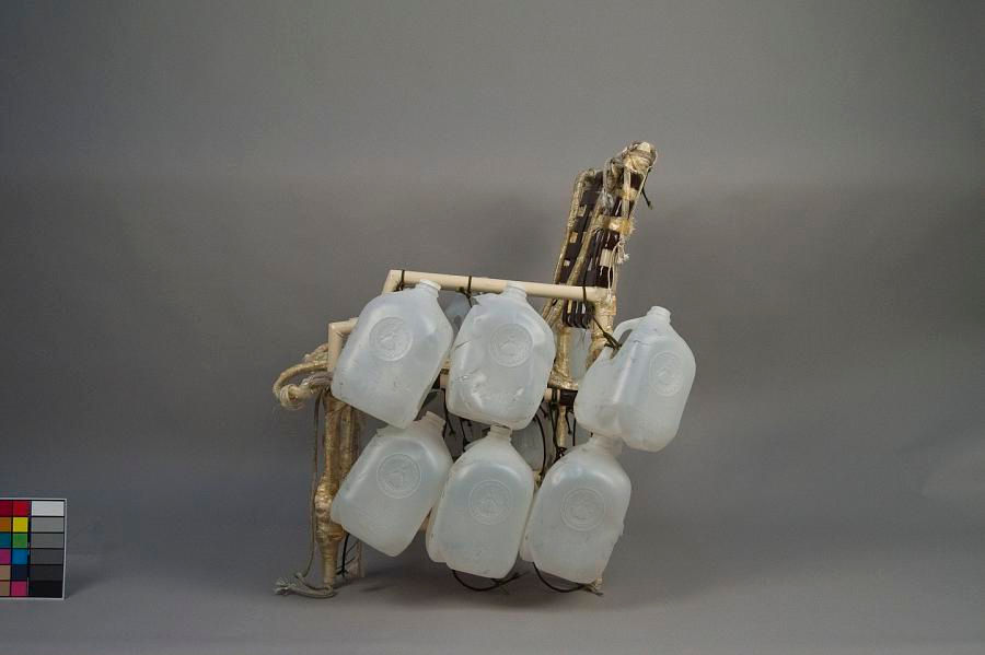 Side view of the lawn chair Larry used in his infamous flight - courtesy of the Smithsonian
