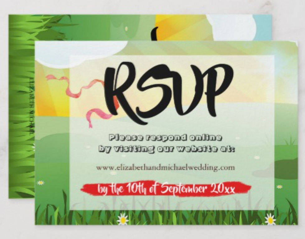 festival wedding custom wedding RSVP card