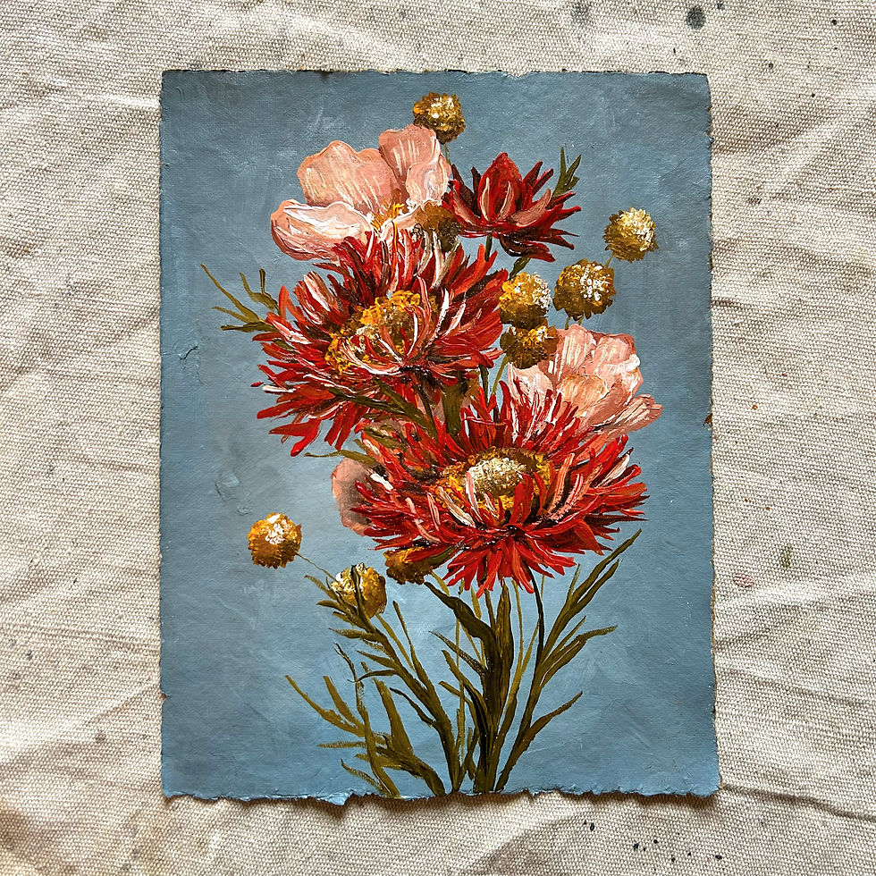 Thumbnail: Strawflower on Blue Original