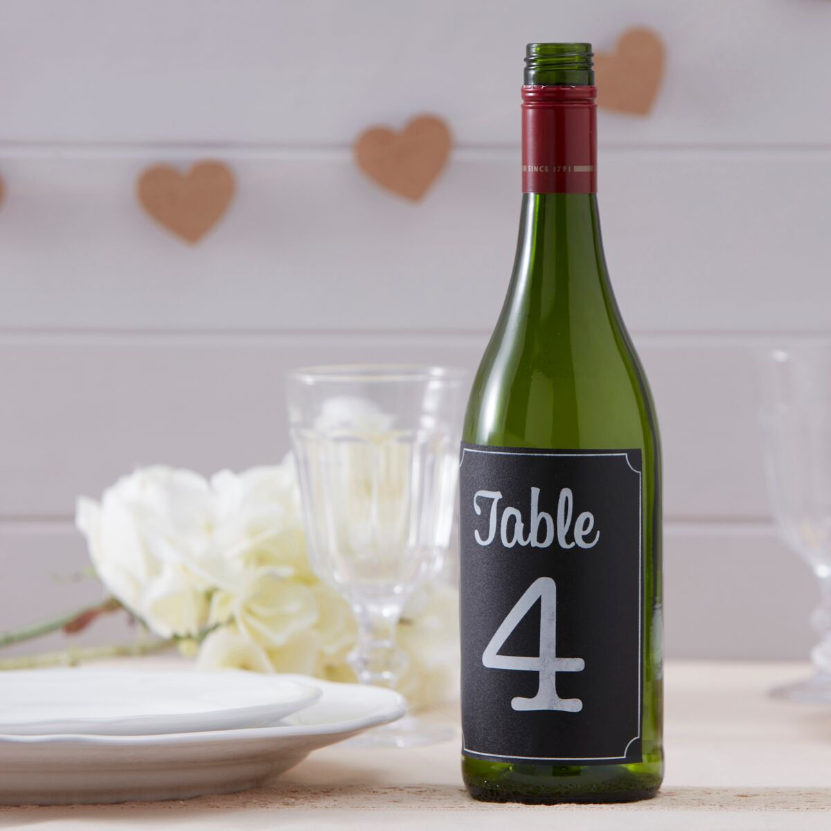 CHALKBOARD BOTTLE STICKER TABLE NUMBERS 1-12