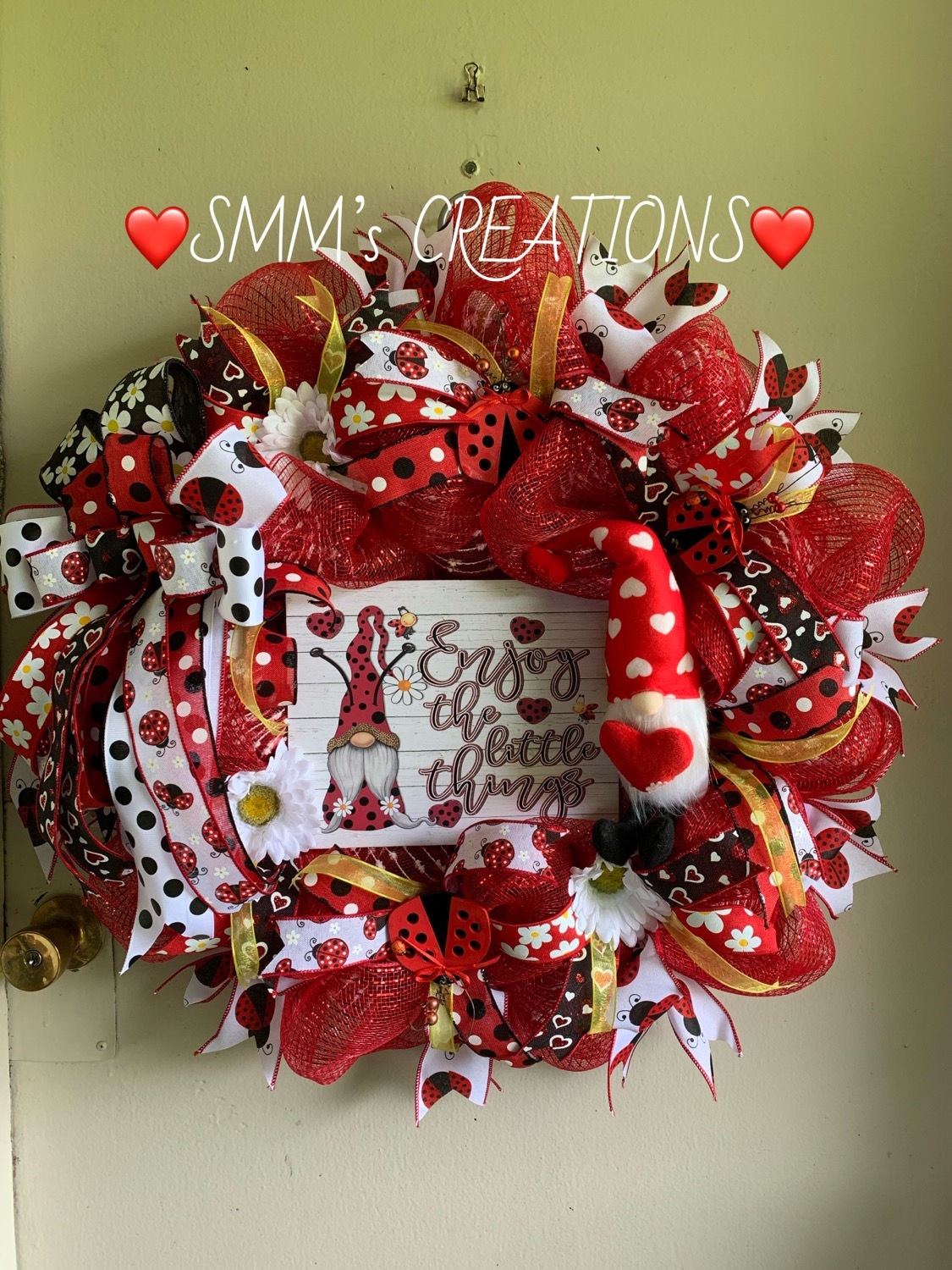 Enjoy the little things lady bug wreath