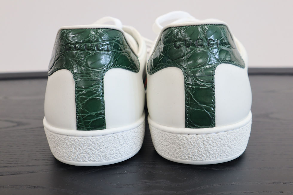【GUCCI】 white and green leather sneakers (関税送料込) Gucci New Ace Leather Sneakers | Designer Obsessions