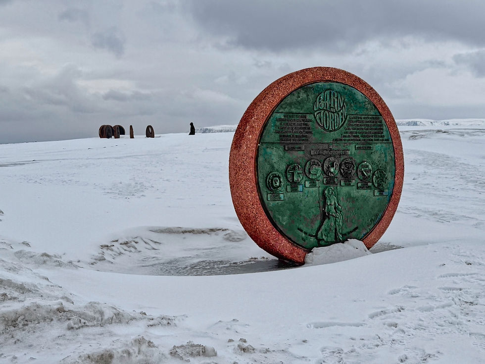 These outdoor sculptures on the North Cape includes designs made by children from around the world.