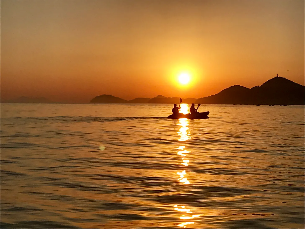 Silhouette of kayaking in Dubrovnik, Croatia