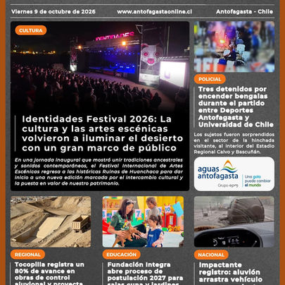 #TitularesRAO | Portada N°971 de Radio Antofagasta Online para hoy viernes 9 de octubre de 2026