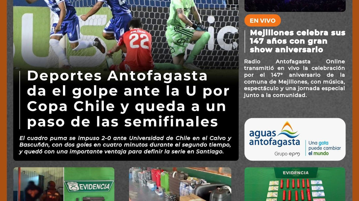 #TitularesRAO | Portada N°970 de Radio Antofagasta Online para hoy jueves 8 de octubre de 2026