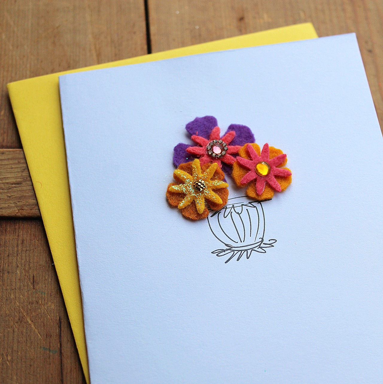 Felt flowers in a vase
