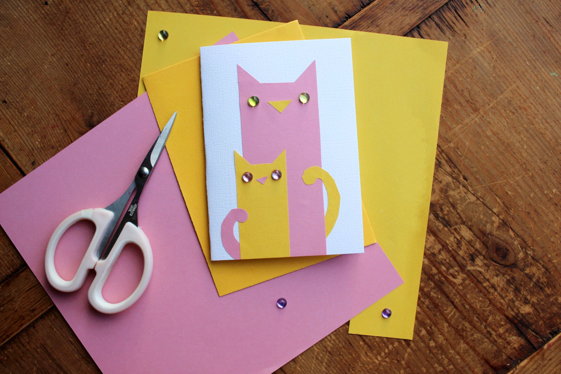 Coloured cats card