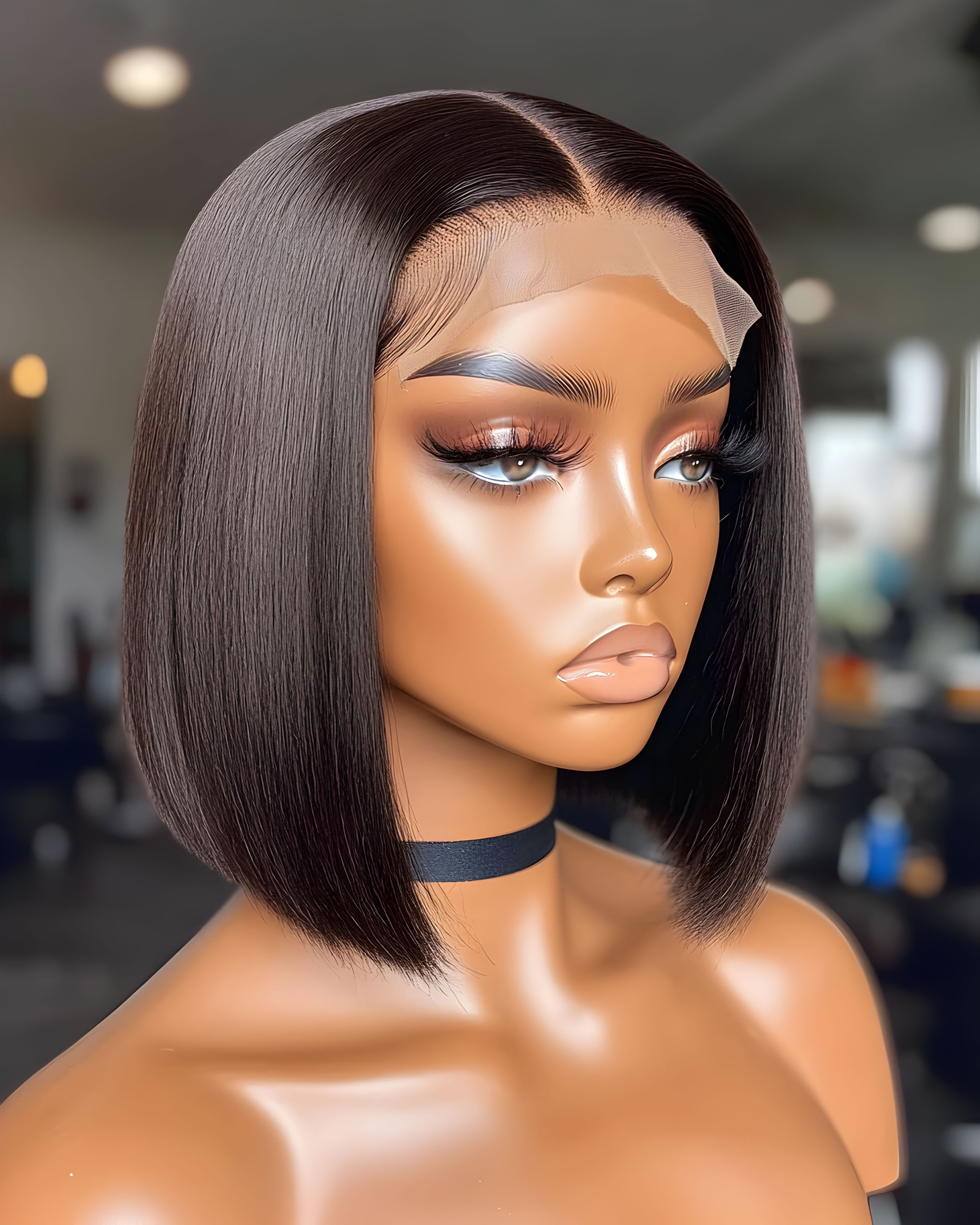 Yaki Straight , Bob Cut, 9*6, HD Lace, Wear and Go Glueless Virgin Hair Wig