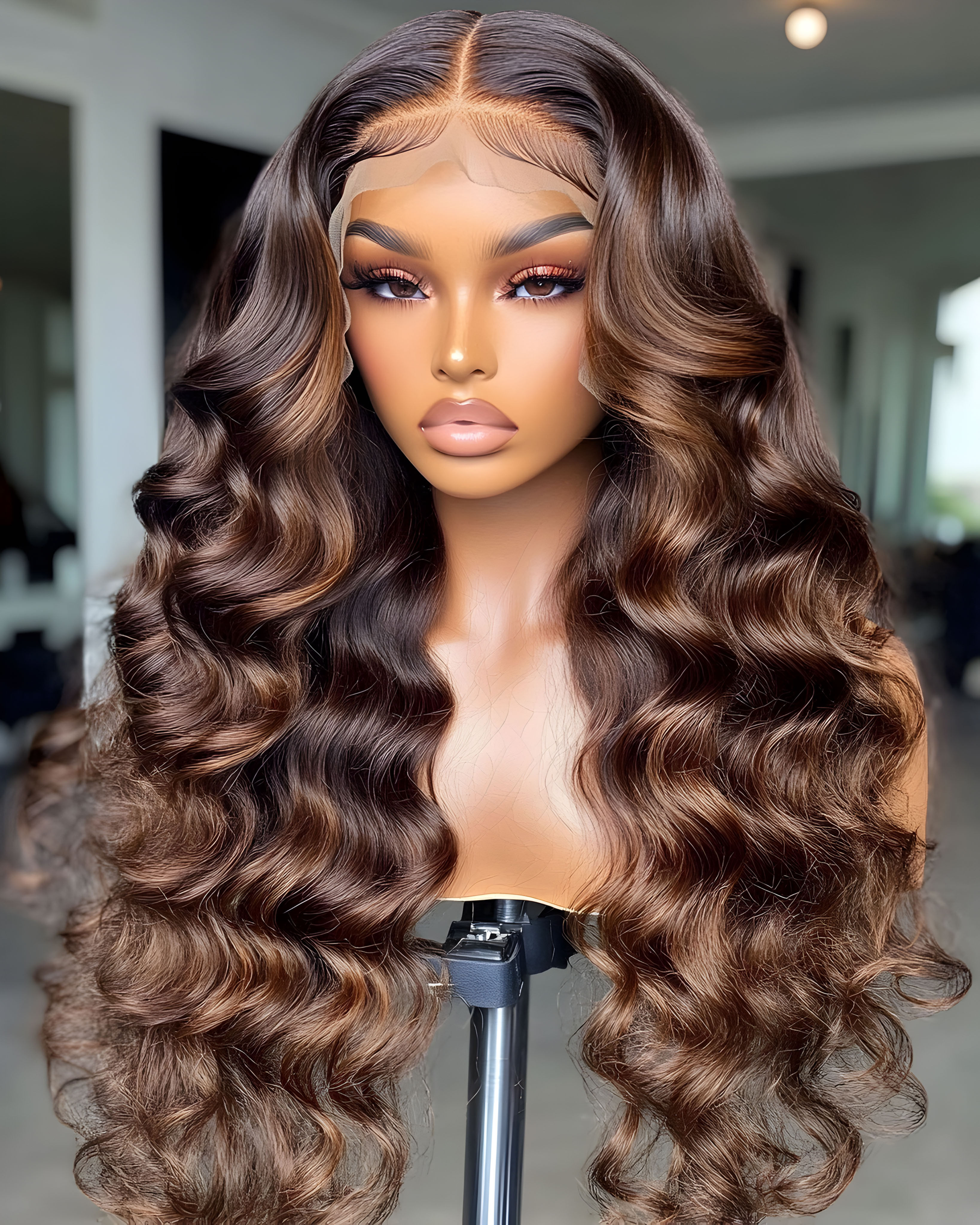 Chestnut Brown,  Body Wave 6 x 4 HD Lace, 24" Glueless Wig