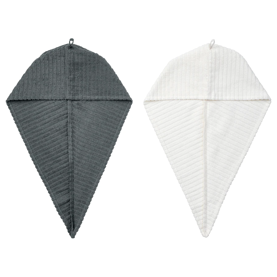 Thumbnail: TRÄTTEN Hair Towel Wrap, Dark Grey/White by IKEA
