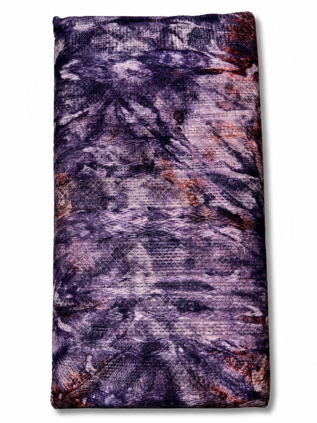 Authentic Adire Cotton Fabric, Deep Plum & Ash Marble Pattern (Approx. 5 Yards)