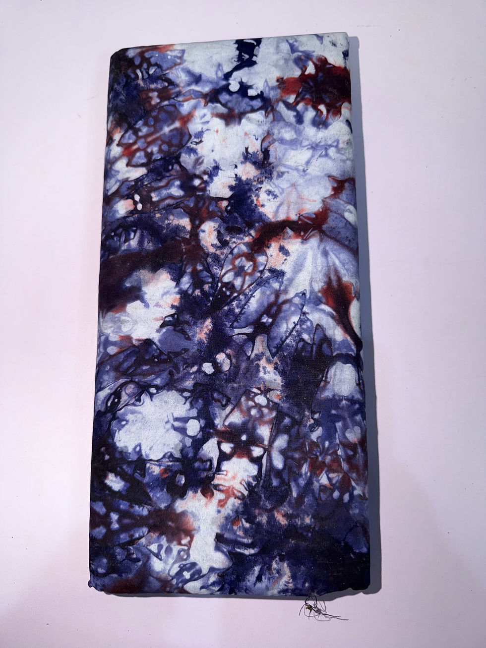 Thumbnail: Authentic Adire Cotton Fabric, Indigo & Wine Abstract Pattern (Approx. 5 Yards)