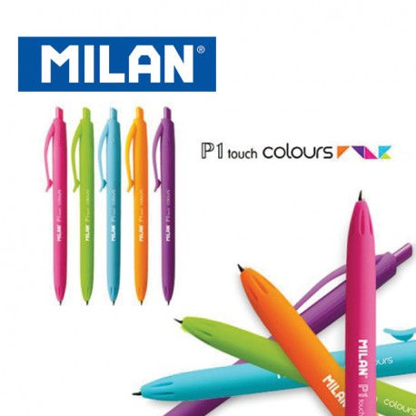 Thumbnail: P1 Touch Assorted Coloured Ballpoint Pens, 5-Pack by Milan