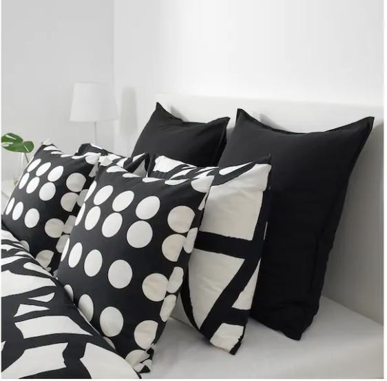 Thumbnail: KLARASTINA Cushion Cover, Black, White, 50x50 cm by IKEA
