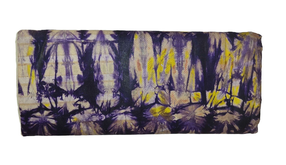 Thumbnail: Authentic Adire Cotton Fabric, Premium Purple & Yellow Combo (Approx. 5 Yards)