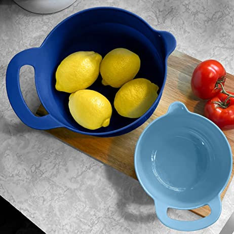 Thumbnail: Stackable Plastic Mixing Bowl Set With Spouts And Pour Handles, Blue by Edge