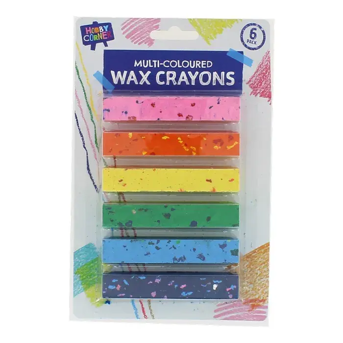 Multi Coloured Wax Crayons, 6-Pack by Hobby Corner