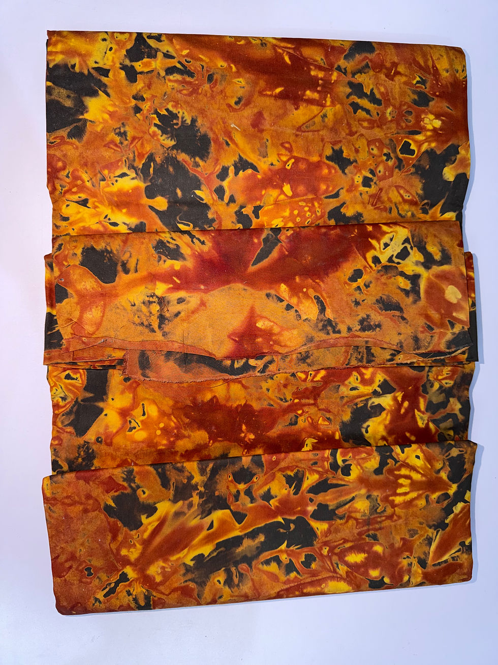Thumbnail: Authentic Adire Cotton Fabric, Classic Grey Orange Ombre (Approx. 5 Yards)
