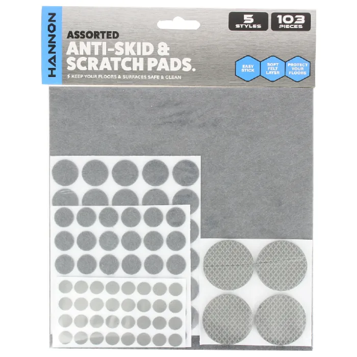 Thumbnail: Assorted Anti-Skid & Scratch Pads (Pack of 103), Grey by Hannon