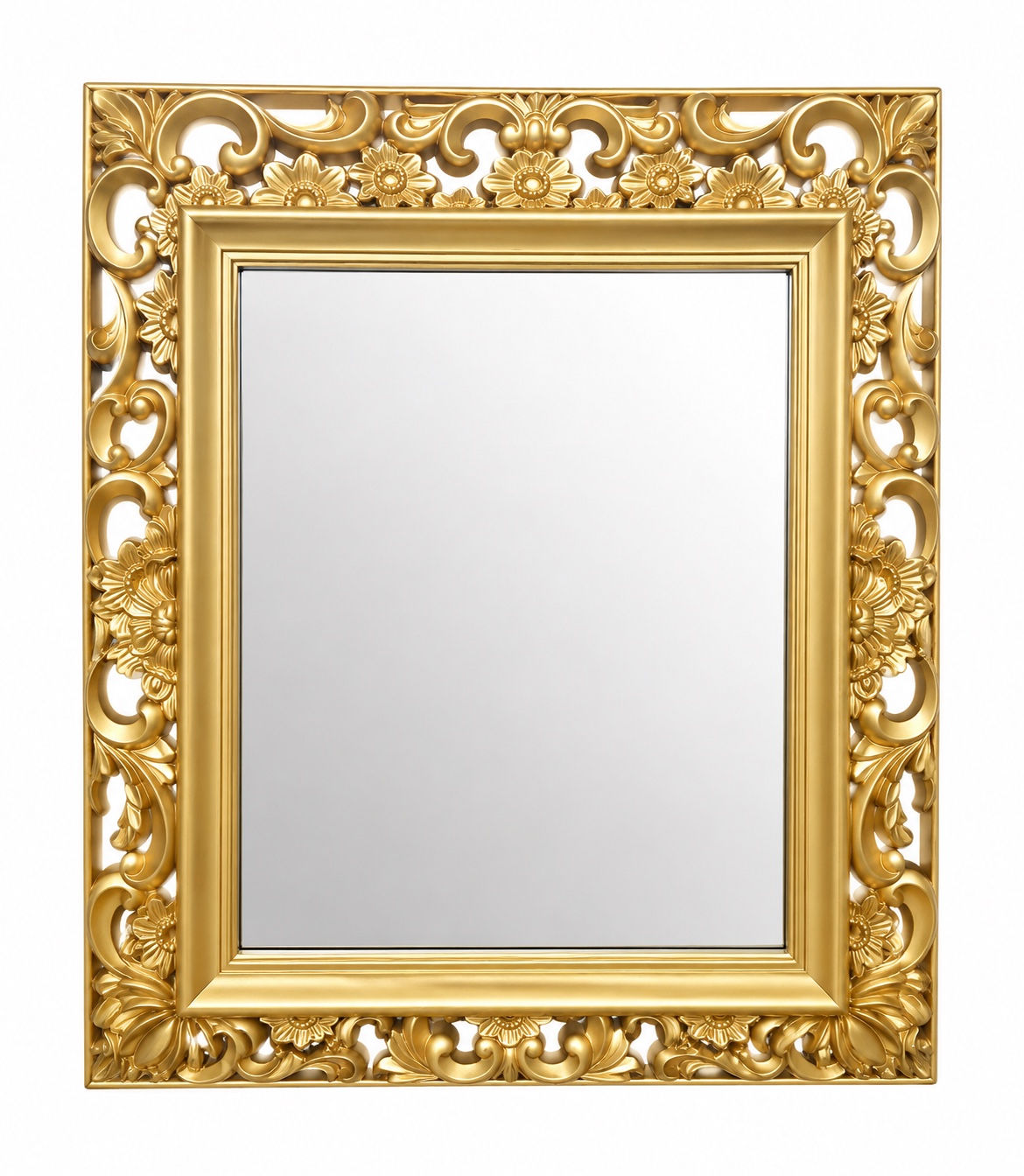 Vintage Rectangular Mirror, Gold