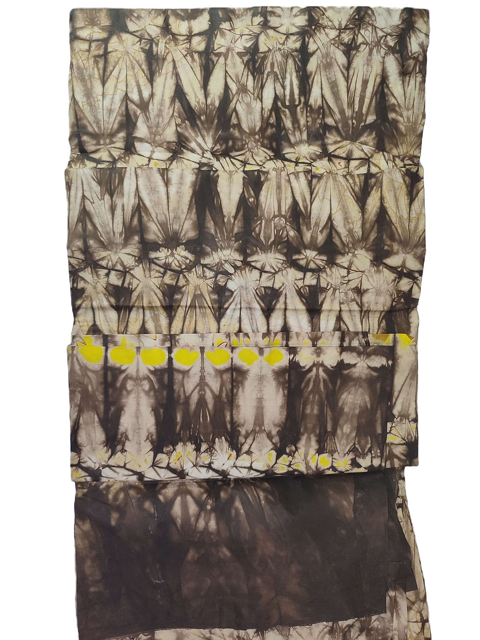 Thumbnail: Authentic Adire Cotton Fabric, Premium Brown Yellow Combo (Approx. 5 Yards)