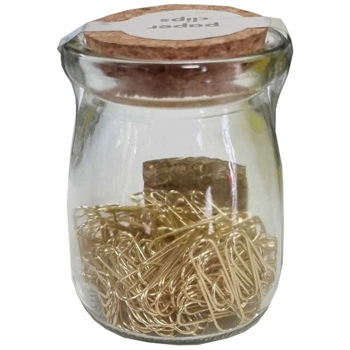 Desk Accessories Jar - Gold Paper Clips