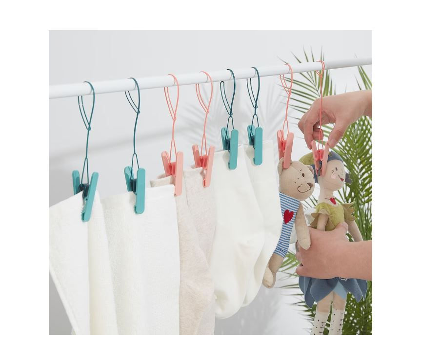 Thumbnail: SLIBB Hanging clothes peg 8-Pack, Green/Peach by IKEA