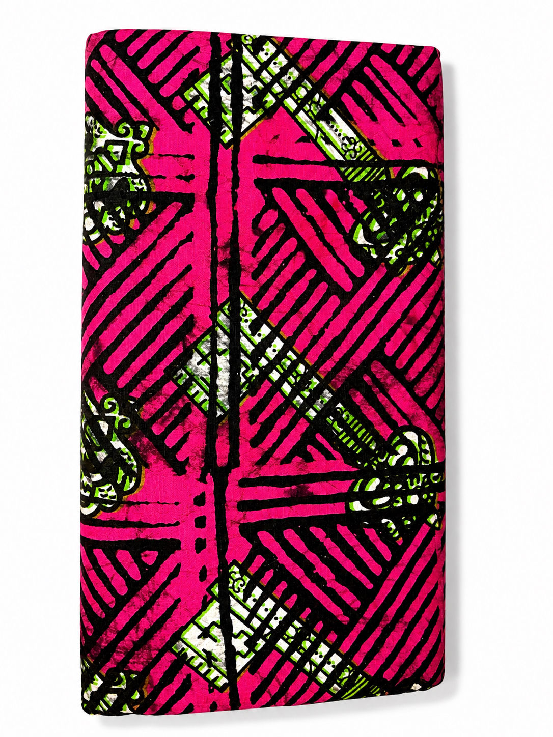 Handcrafted Batik Cotton Fabric, Fuchsia Pink & Black Pattern (Approx. 5 Yards)