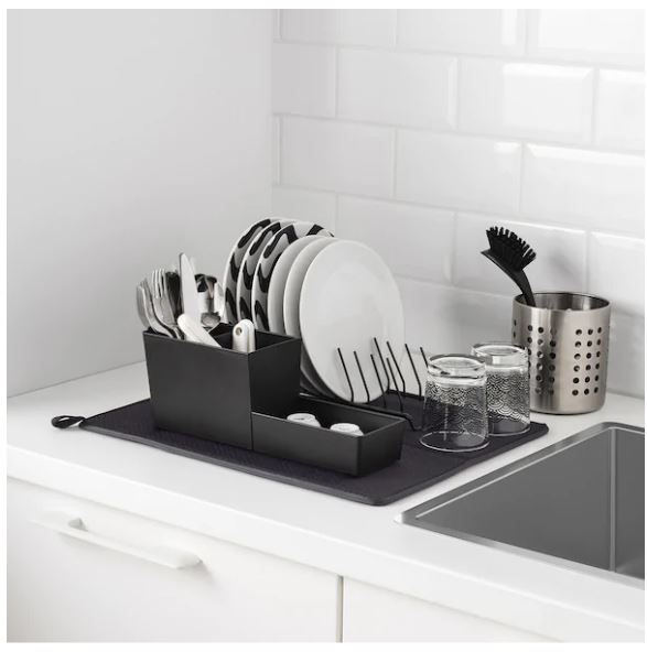 Thumbnail: NYSKÖLJD Dark Grey Dish Drying Mat by IKEA