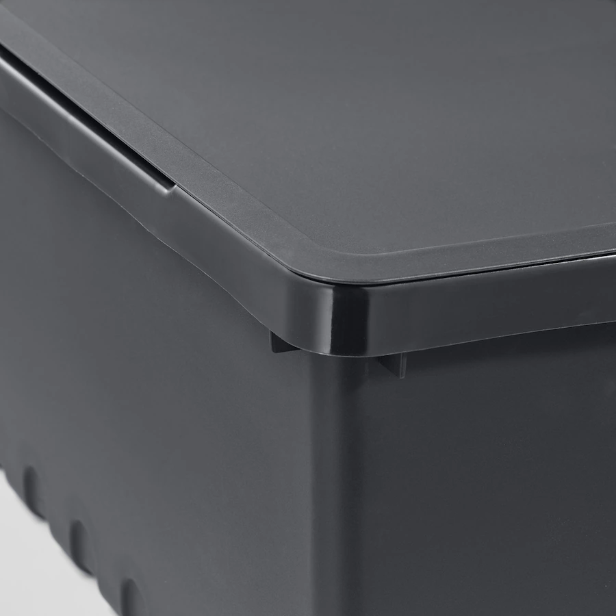 Thumbnail: UPPSNOFSAD Storage Box with Lid 35x25x14 cm/9 Litres, Black by IKEA